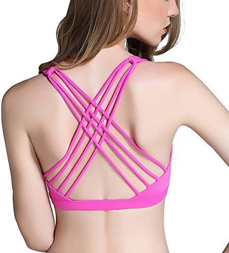 LOVSY Womens WorkOut Wirefree Padded CrossBack Running Yoga Sports Bra