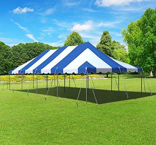 20-Foot by 40-Foot Blue and White Pole Tent, Commercial Canopy Heavy Duty 16-Ounce Vinyl for Parties, Weddings, and Events - Thumbnail 3