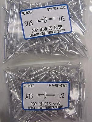 (200) 3/16 x 3/8-1/2 GRIP RANGE ALUMINUM BLIND POP RIVET ABA-68 DOME HEAD