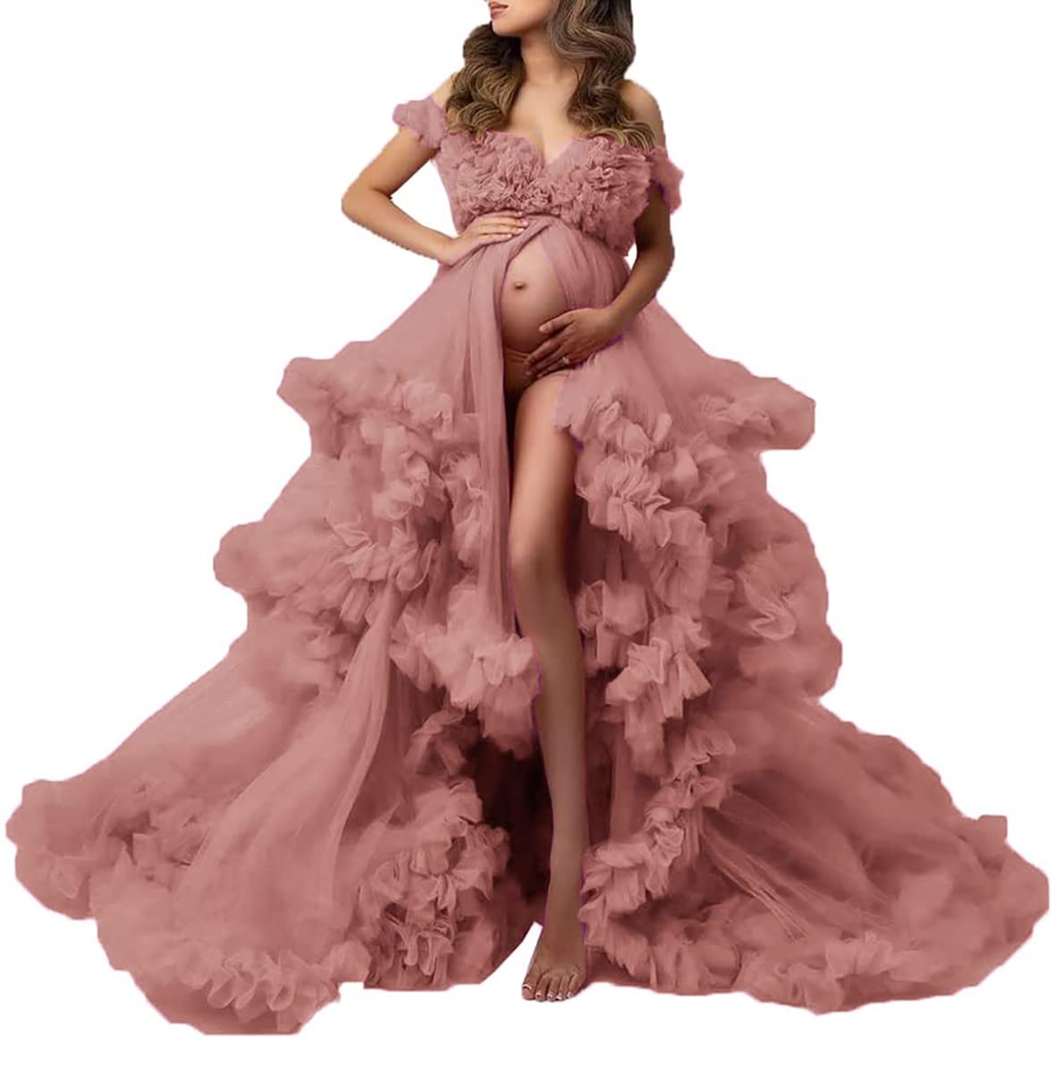 Lemon wind Maternity Robe Long Lingerie Bridal