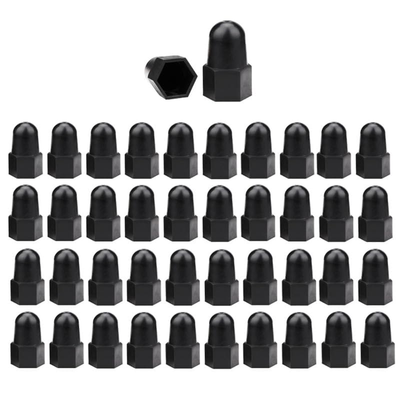 50 Pcs Hex Nut Bolt Covers, Black Bolt Dome Caps Cover, Plastic Higher Dome Bolt Nut Protection Caps Cover for Bolts, Hex Hexagon Screws (M8*13 * 30)