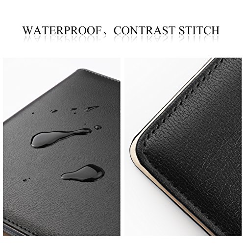 Business Card Book Holder, AHGXG PU Leather Organization with 3 Ring Binders and Folder Pen Holder, 360 Cell