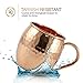 Kitchen Science Moscow Mule Copper Mugs Set of 4 (16oz) | Food Grade 100% Pure Copper Cups | Handcrafted w/Lacquered Hammered Finish, Smooth Rounded Lip, Ergonomic Handle (No Rivet) w/Solid Grip