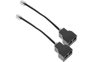 Kisangel 2pcs Rj11 Rj14 6p4c Detachable 4-core Phone Cable Adapter Telephone Splitter for Landline Cord
