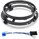SKTYANTS 7 Inch Round Headlight Ring Mounting Bracket with 7 inch LED Headlight Wire Harness Adapter Compatible with Softail Touring FLD Motorcycle 7 Inch Led Headlight Mount (Black)