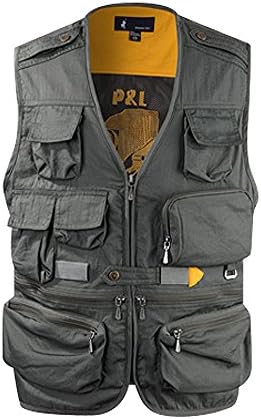 Nyfashioncity Mens Casual Multi Pockets Travel Fishing Hunting Work Outdoor Photo Vest Camera (Khaki, L)