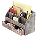 MyGift Torched Wood Desktop Organizer - Includes 6 Compartments and 2 Pullout Drawers to Organize Office Supplies and Accessories