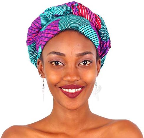 MCYSKK Traditional African Bazin Riche Wax Print Head Wrap Headtie Headwear Nigerian Scarf Gele for Women