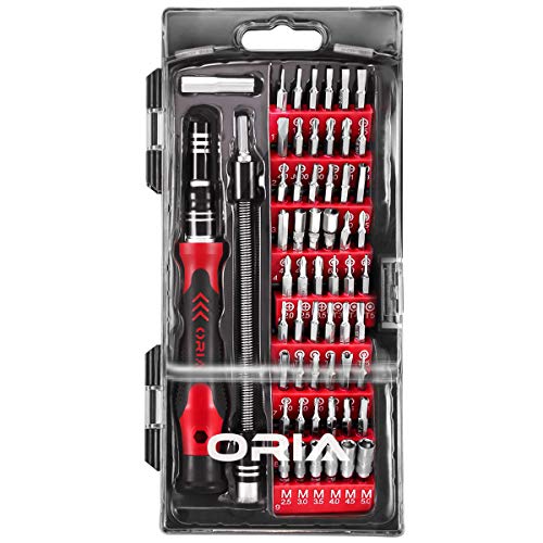 ORIA Precision Screwdriver Kit, 60 in 1 with 56 Bits Screwdriver Set, Magnetic Driver Kit with Flexible Shaft, Extension Rod for Mobile Phone, Smartphone, Game Console, Tablet, PC, Red - Thumbnail 7