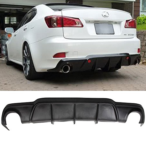 Rear Bumper Lip Compatible With 2006-2013 Lexus Is250 Is350 | Black PU Rear Lip Finisher Under Chin Spoiler Underspoiler Splitter Valance Underbody Bumper Fascia Add On by IKON MOTORSPORTS | 2007 2008 2010 2011