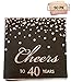 Rose Gold Foil Cocktail Napkins with Cheer 40 Years | Folded 5 x 5 Inches Disposable Party Napkins | 3-Ply Paper Beverage Napkins for 40th Birthday Decorations, Wedding Anniversary, Retirement, Black