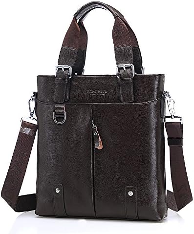 Dazzle Dancing Men's Business Leisure Bag Genuine Leather Briefcase Ipad Bag Vertical File Case Business Flapover Satchel Executive Bag Work Case, Brown
