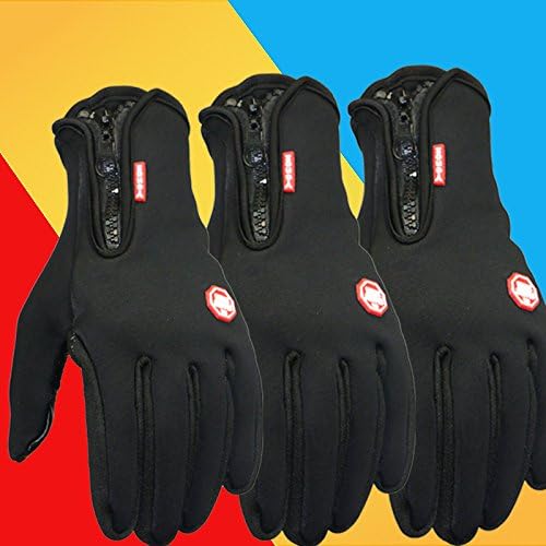 Touch Screen Gloves Waterproof Unisex Zipper Gloves Non-slip Long Glove Cuff Windproof Warm Cycling Gloves Outdoors Sports Gloves Black Skiing Cycling