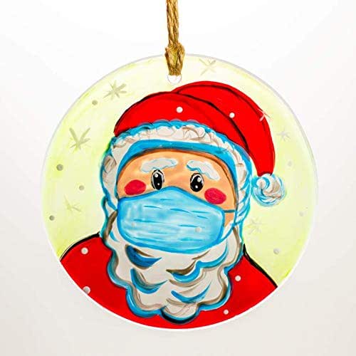 Santa Wearing a Face Mask Christmas Ornament Santa Mask Ornament Funny 2020