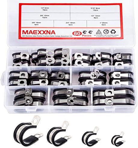 Maexxna 60pcs Wire Clamps Assortment Kit, Stainless Steel 304 Rubber ...