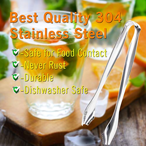 SOLEADER Pom Tongs, Ice Tongs, 7 Inch Kitchen Tongs, Small Serving Tongs, Food-Grade Premium 304 Stainless Steel Tongs, Heavy Duty, 4 Pack - Thumbnail 2