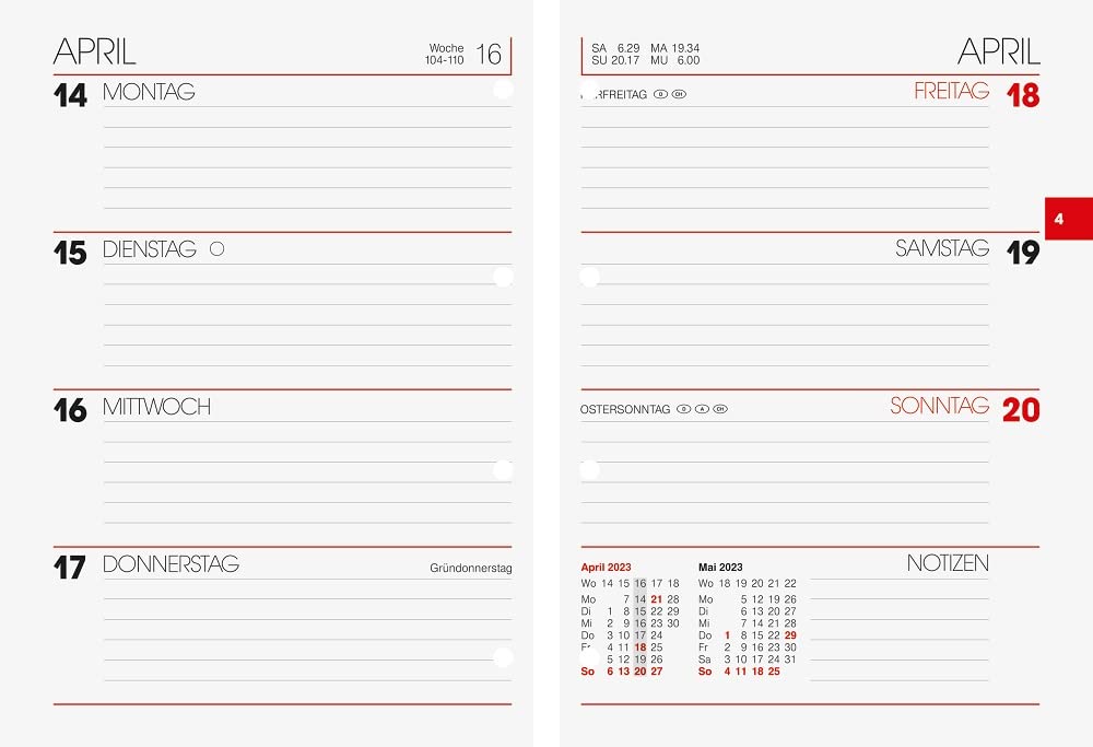 BRUNNEN Weekly Replacement Calendar Model 731 2023 Sheet Size 10 x 14 cm