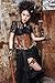 HaoLin Steampunk Retro Victorian Punk Cincher Lace up Long Ruffle Pencil Skirt Black
