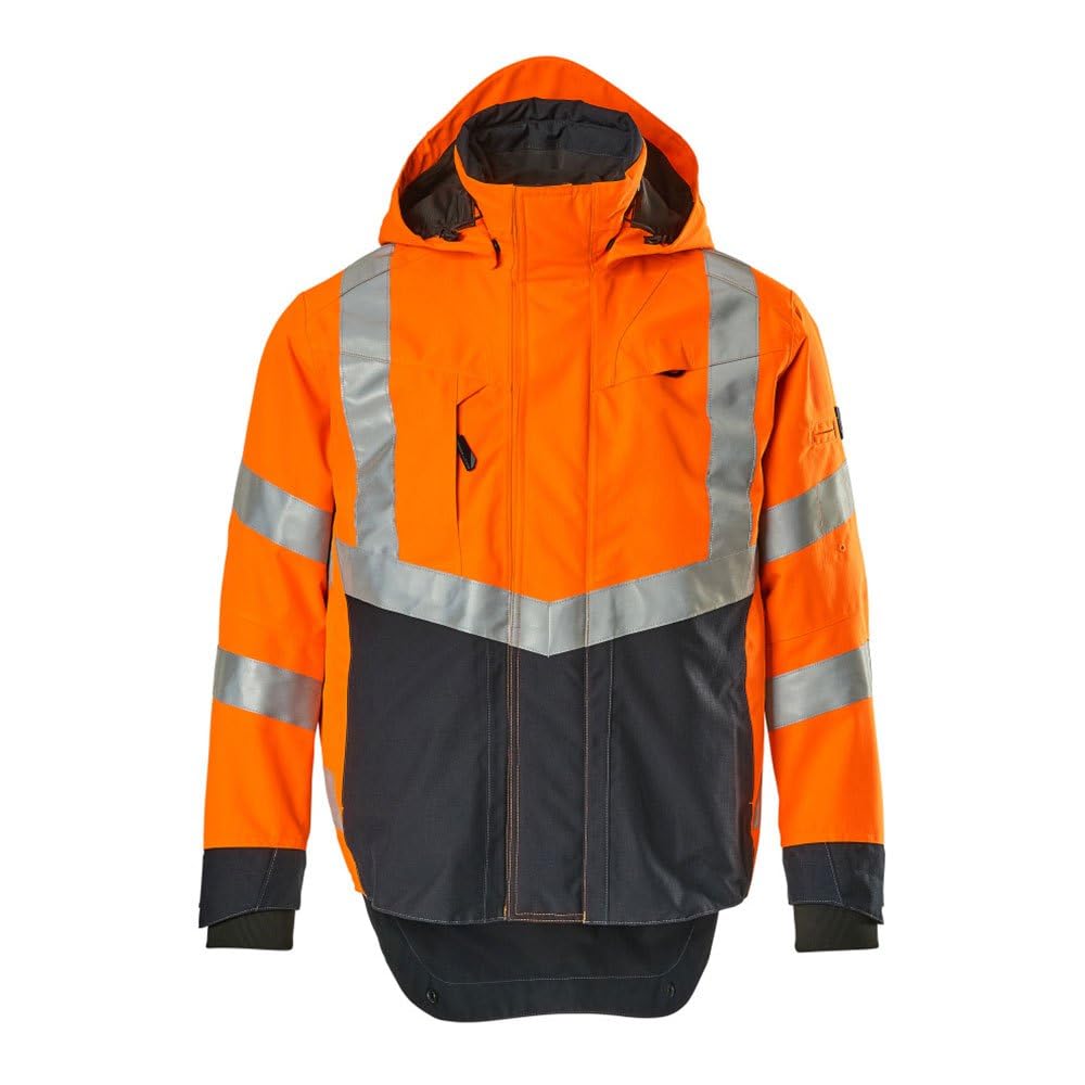 Mascot 15501-231-14010 Harlow Safe Supreme Waterproof Class 3 Outer Shell Jacket, Size M, Hi-Vis Orange/Dark Navy