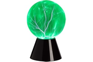 Lightahead 6" Plasma Ball Lamp Nebula Sphere, Thunder Lightning Touch and Sound Sensitive Green Color Plasma Globe, STEM Science Toy