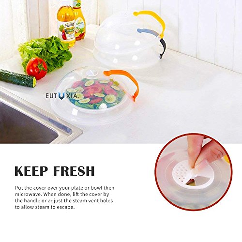 Eutuxia Microwave Cleaner + Cover Bundle. Perfect for Covering Plates, Bowls, and Cups to Prevent Food & Liquid Splatters While Microwaving. Angry Mama Steam Cleans & Disinfects with Vinegar & Water. - Thumbnail 3