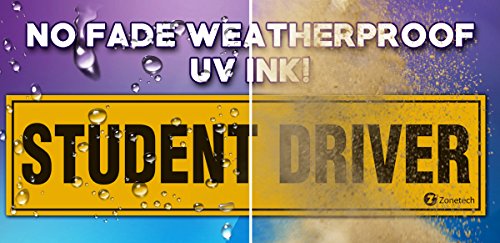 Zone Tech Set of 3 Student Driver Vehicle Bumper Magnet - Premium Quality Highly Reflective Student Driver Bumper Safety Sign Magnet