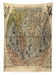 Ambesonne Antique Tablecloth, Map of World Global
