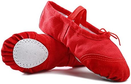 CiiaoLeoo Girls Ballet Slipper Split-Sole Canvas Dance Gymnastics Shoes Flats (Toddler/Little Kid/Big Kid) (9.5 M US Toddler, Red)