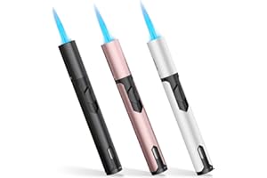 TOPKAY Torch Lighters, 3 Pack, Butane Lighters, Multipurpose Windproof Butane Refillable Gas Torch Lighter, Jet Flame Pen Torch Lighter for Candles, Grills, Fireplaces, Camping. (Butane Not Included)