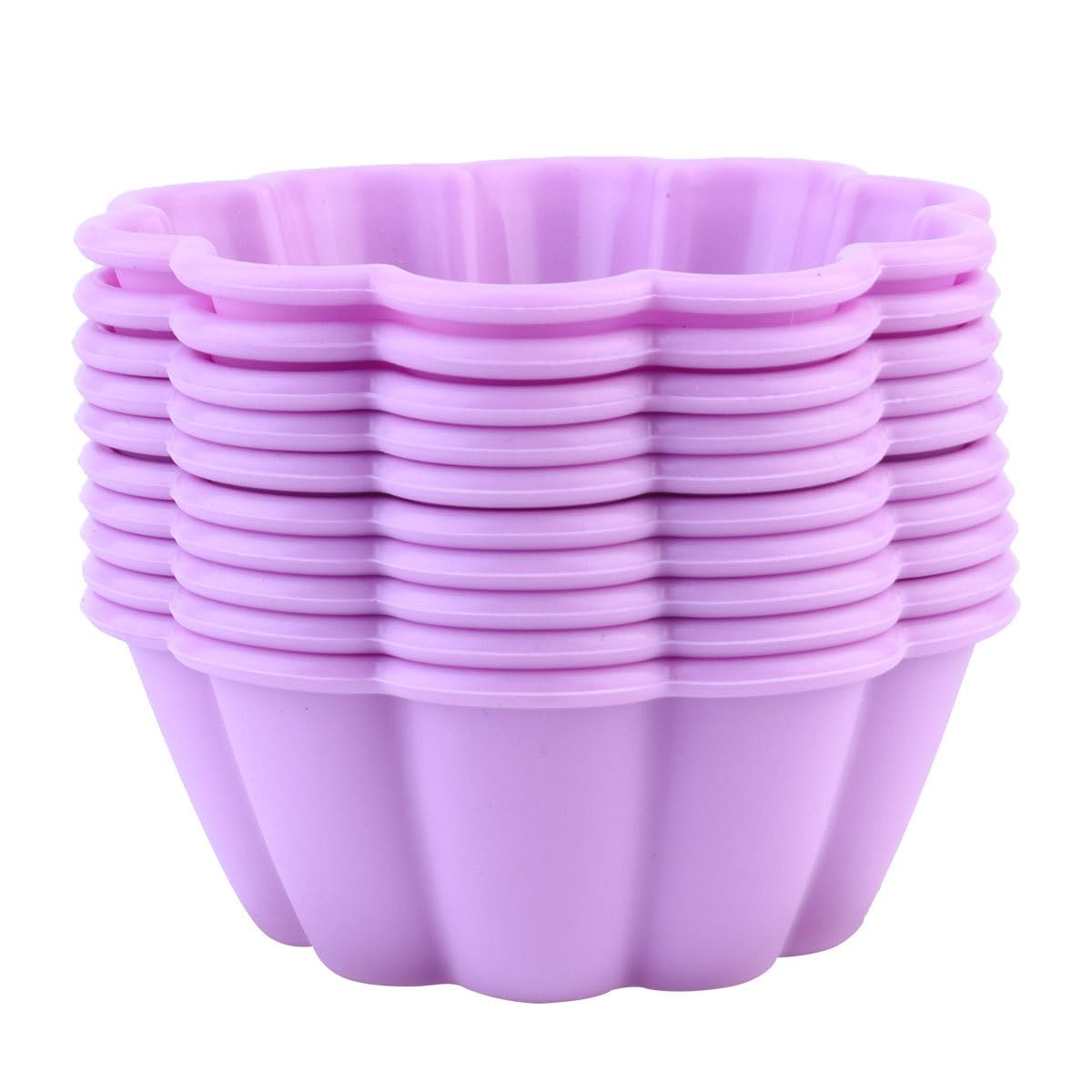 Photo 1 of 10 Pcs Moldes Para Gelatinas 2.8in Flower Silicone Baking Cups Silicone Donut Molds for Baking Egg Tart Mold Silicone Cupcake Molds