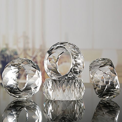 Set of 12 Donoucls Crystal Napkin Ring Holders - 2 Inch, Table Party Wedding Set Christmas Decorations For Dinner