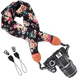 Wolven Soft Scarf Camera Neck Shoulder Strap Belt Compatible with All DSLR/SLR/Digital Camera (DC)/Instant Camera/Nikon/Canon/Sony/Olympus/Leica/Fujifilm Etc, Black Rose