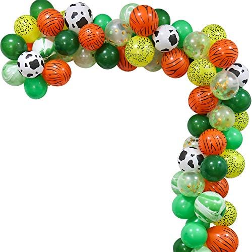 Jungle Party Balloons Decoration Kit, Safari Baby Shower Animal Party Balloons 16 Feet Balloons Arch for Kids Boys Girls Birthday Decor Zoo Themed Party Supplies 70PCS