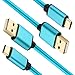 USB C Cable, HI-CABLE USB Type C 6Ft 2-Pack Braided Data Fast Charger Cord for Samsung Galaxy S9/S8 Plus Note 8, Google Pixel 2 XL, BlackBerry KEYone, Oneplus 5T 3T, Moto Z2 Play Force Droid (Blue)