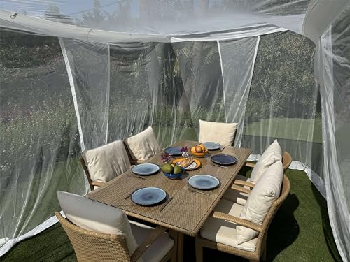 4x3M Patio Mosquito Net | Extra Large Sizes & Fabric Designed for Outdoor | White Insect Protection Mesh for Gazebo, Porch & Garden Patio
