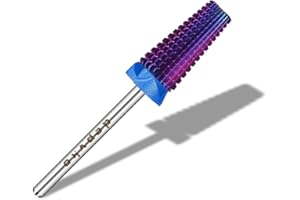 Depvko 5 in 1 Nail Drill Bits, 3/32'' Carbide Tungsten Nail Bits, Two Way Rotate Professional Advanced Safety Cuticle Bits for Nail, Fast Remove for Manicure Pedicure Cuticle Gel Polishing(M, Purple)