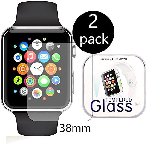 [2-Pack] Apple Watch 38mm Smart Watch Screen Protector, Xinplas [Tempered Glass] 9H Hardness, Anti-Scratch, Anti-Fingerprint
