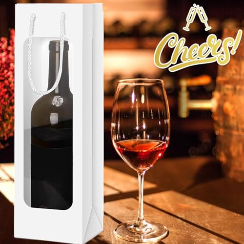 Transparent Wine Bag with Window and Handles - Reusable for Wedding, Party, Christmas - Flower Decoration - Bulk