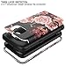 RabeMall Samsung Galaxy S7 Case Unique Pretty Flowers for Girls/Women Anti-Fingerprint Three Layer High Impact Resistant Hybrid Shockproof Protective Cover,Floral Black