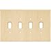 BRAINERD 126797 Wood Square Quad Toggle Switch Wall Plate / Switch Plate / Cover, Unfinished Wood
