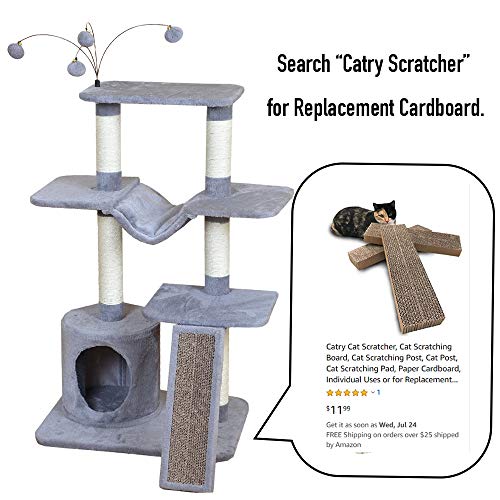 Catry, Cat Tree with Buildin Scratching Pad for Kittens, Brown