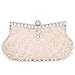 BMC Womens Pink Champagne Faux Pearl Cascading Bead Rhinestone Encrusted Evening Clutch Cocktail Party Fashion Purse
