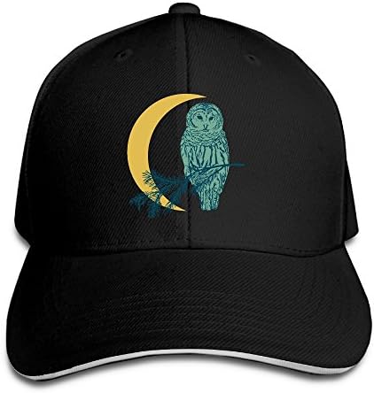 Macevoy Moon Owl Casual Unisex Unstructured Cotton Cap Adjustable Baseball Hat Cap Black