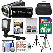Bell & Howell DV12HDZ 1080p HD Video Camera Camcorder (Black) with 16GB Card + Case + Tripod + LED Video Light + Kit