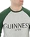 Guinness Green and Grey Heathered Vintage Baseball Tee - Cotton Polyester Raglan Style Long Sleeve T-Shirt