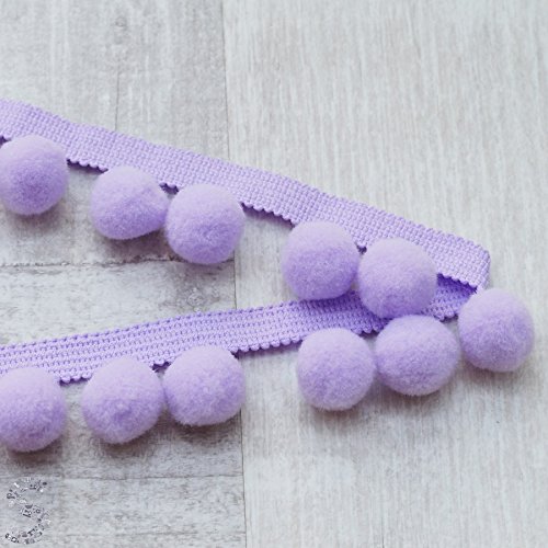 POM POM Bobble Trim Fringe Pompom Trimming - Cushion and Curtain Decoration, Home Decor - XL Size 2cm Craft Pompons (Lilac, 5 Meters)