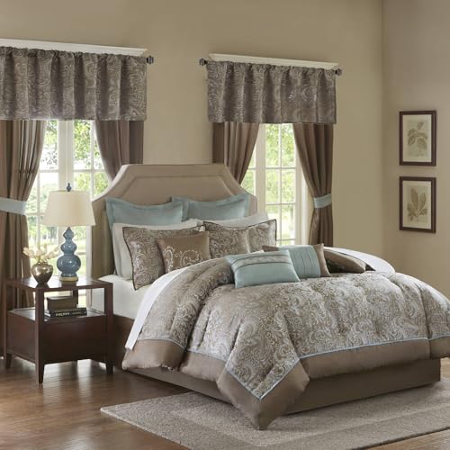 Madison Park Down Alternative Hypoallergenic All Season Bedding-Set, Polyester, Blue, Queen