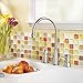Beaustile Orange Mosaic 3D Wall Sticker Pack of 2 Home Decor Fire Retardant Backsplash Wallpaper Bathroom Kitchen DIY Plain Design
