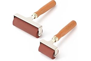 YORWE Soft Rubber Roller, Brayer Ideal for Anti Skid Tape Construction Tools, Print, Ink and Stamping Tools(2.5 & 4-Inch, Brown)