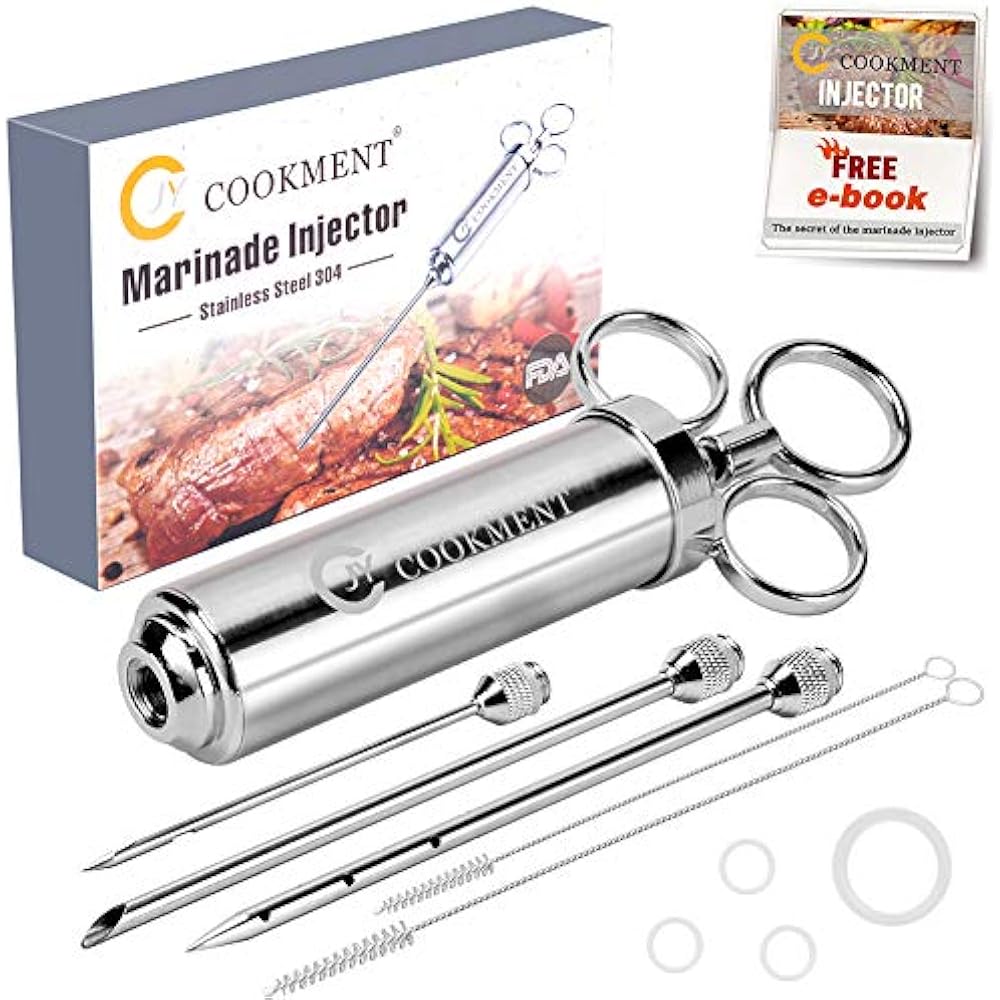 Meat Injector Syringe 2oz Marinade Flavor Barrel 304 Stainless Steel Needles eBay